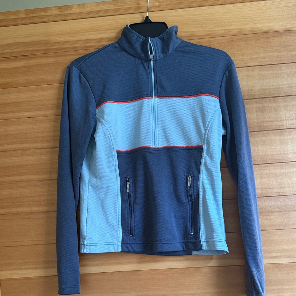 Nike Women’s Navy and Light Blue Zip-Up with Red Piping